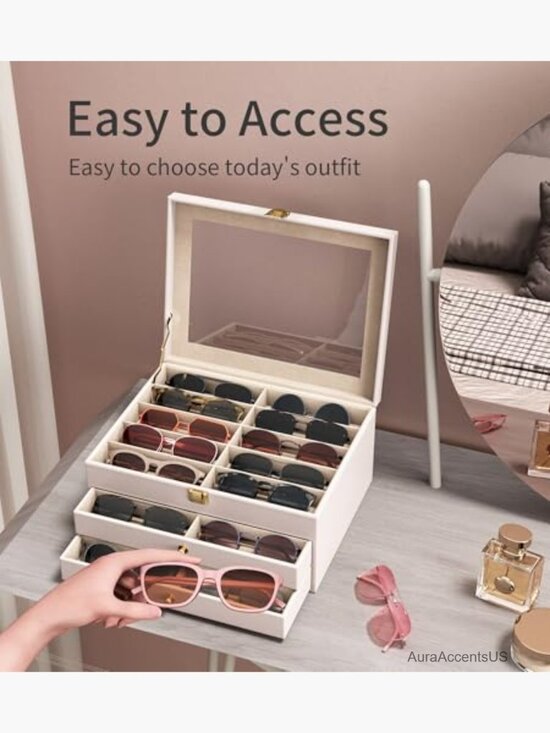 30 Slots Sunglass Organizer See-through Display Case Storage Box main image 7